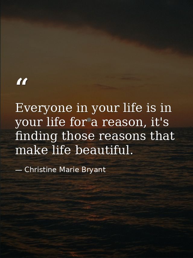 Everyone in your life is in your life for a reason, it's finding those reasons that make life beautiful. — Christine Marie Bryant
