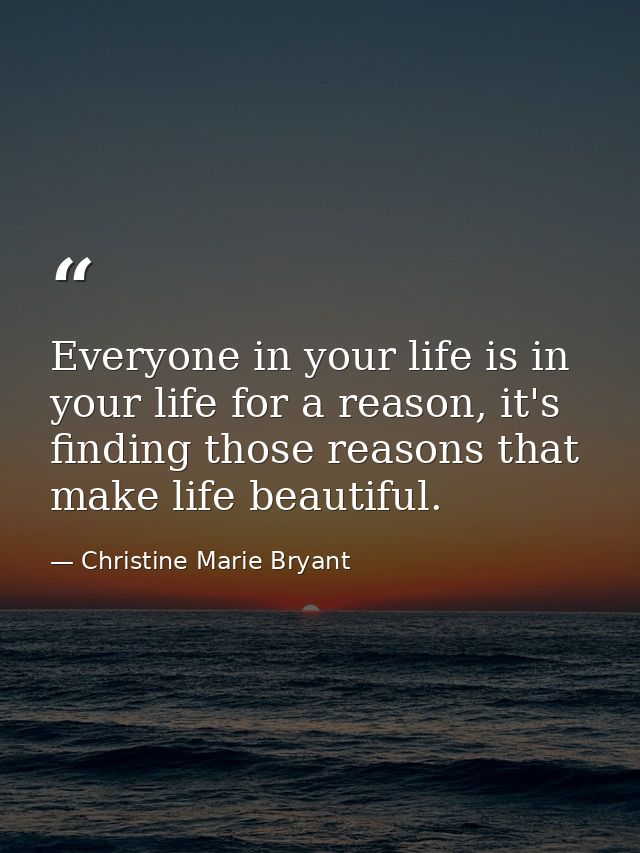 Everyone in your life is in your life for a reason, it's finding those reasons that make life beautiful. — Christine Marie Bryant