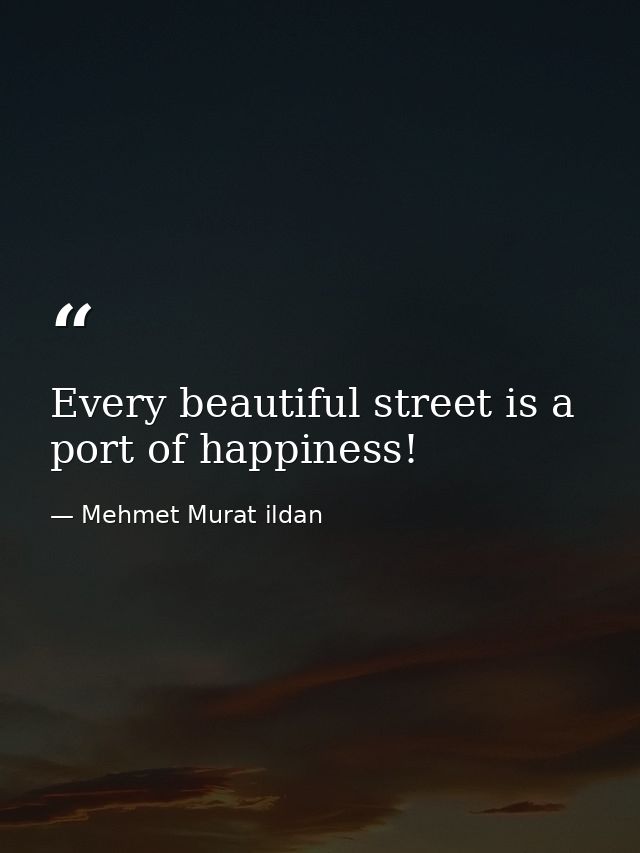 Every beautiful street is a port of happiness! — Mehmet Murat ildan