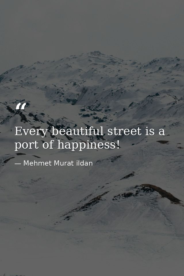 Every beautiful street is a port of happiness! — Mehmet Murat ildan