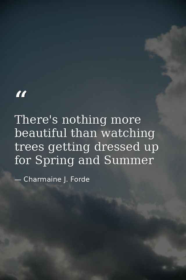 There's nothing more beautiful than watching trees getting dressed up for Spring and Summer — Charmaine J. Forde
