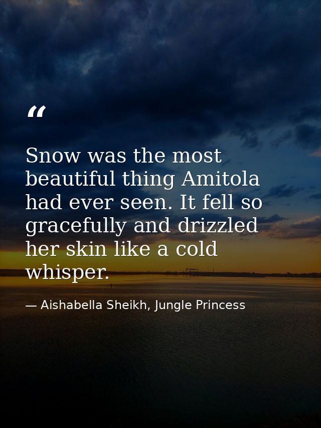 Snow was the most beautiful thing Amitola had ever seen. It fell so gracefully and drizzled her skin like a cold whisper — Aishabella Sheikh, Jungle Princess