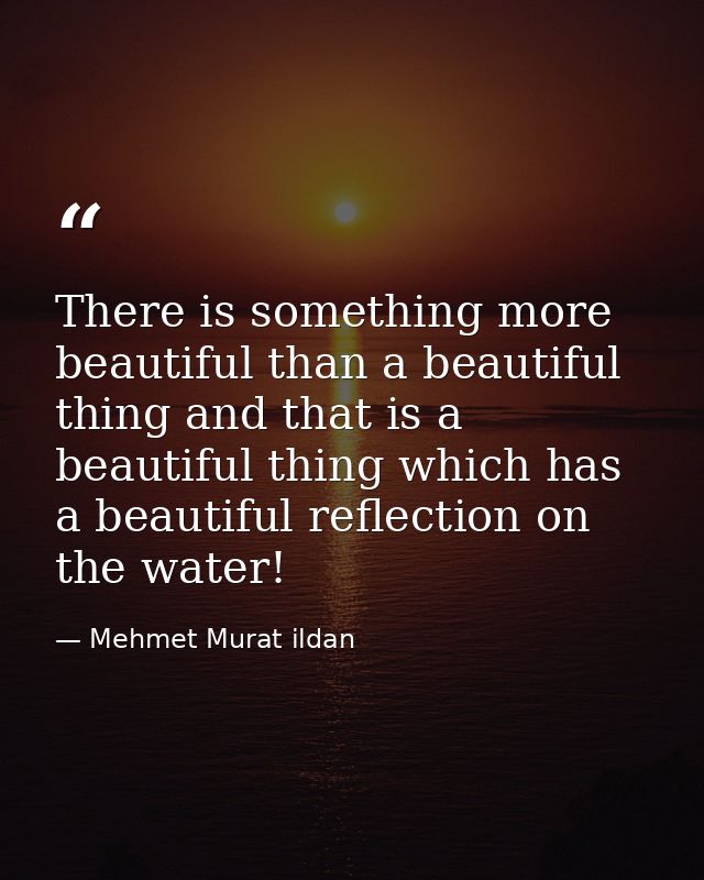 There is something more beautiful than a beautiful thing and that is a beautiful thing which has a beautiful reflection  — Mehmet Murat ildan