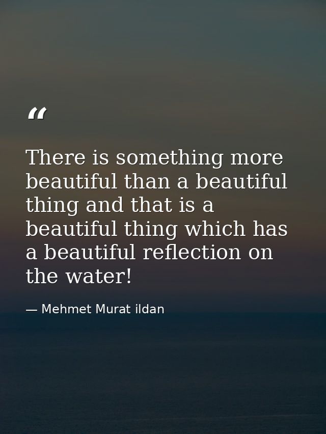 There is something more beautiful than a beautiful thing and that is a beautiful thing which has a beautiful reflection  — Mehmet Murat ildan