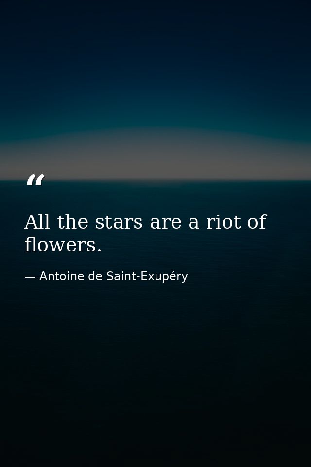 All the stars are a riot of flowers. — Antoine de Saint-Exupéry