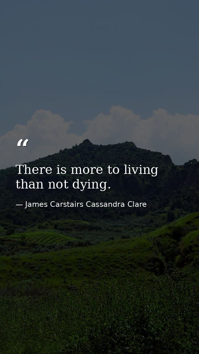 There is more to living than not dying. — James Carstairs Cassandra Clare