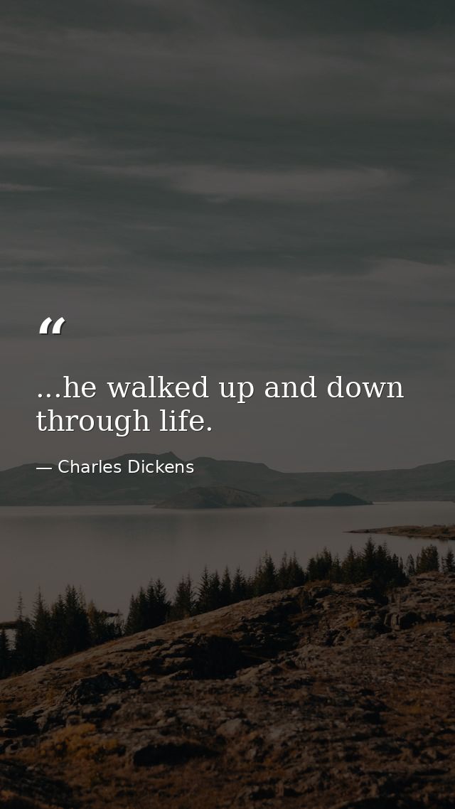 ...he walked up and down through life. — Charles Dickens