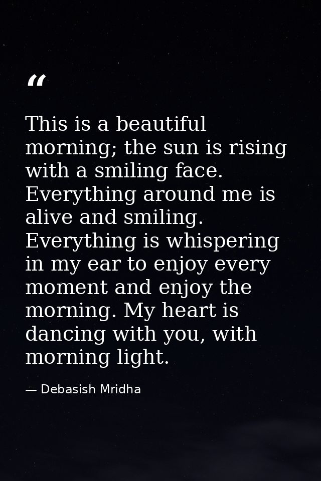 This is a beautiful morning; the sun is rising with a smiling face. Everything around me is alive and smiling. Everythin — Debasish Mridha