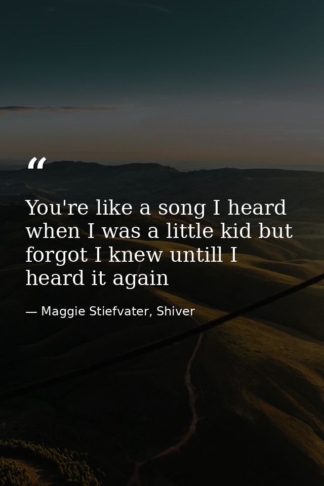 You're like a song I heard when I was a little kid but forgot I knew untill I heard it again — Maggie Stiefvater, Shiver