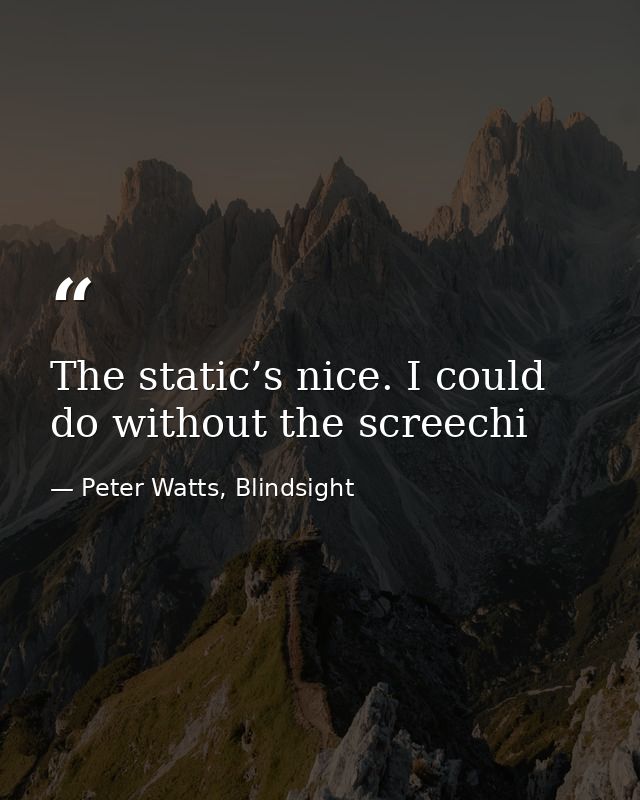 The static’s nice. I could do without the screechi — Peter Watts, Blindsight