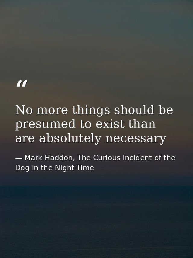 No more things should be presumed to exist than are absolutely necessary — Mark Haddon, The Curious Incident of the Dog in the Night-Time
