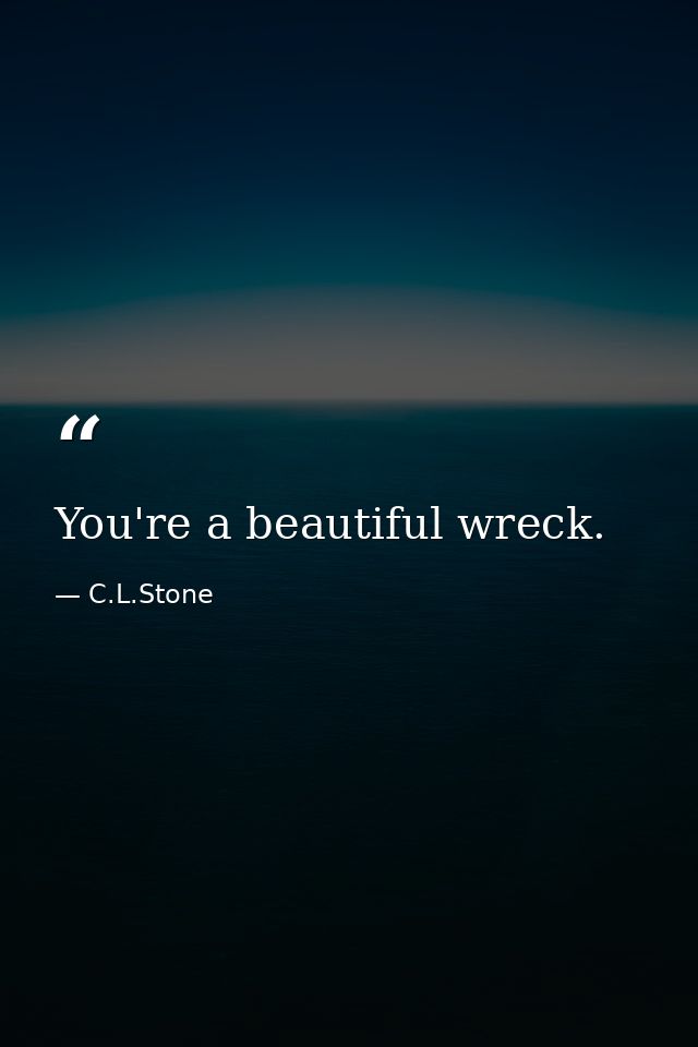 You're a beautiful wreck. — C.L.Stone