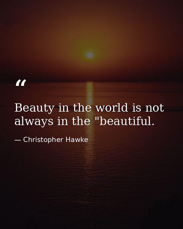 Beauty in the world is not always in the "beautiful. — Christopher Hawke