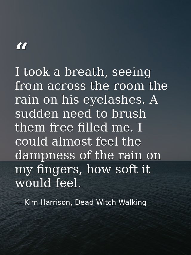 I took a breath, seeing from across the room the rain on his eyelashes. A sudden need to brush them free filled me. I co — Kim Harrison, Dead Witch Walking