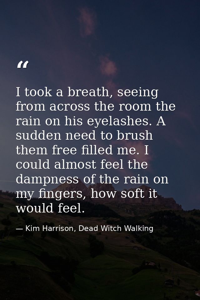 I took a breath, seeing from across the room the rain on his eyelashes. A sudden need to brush them free filled me. I co — Kim Harrison, Dead Witch Walking