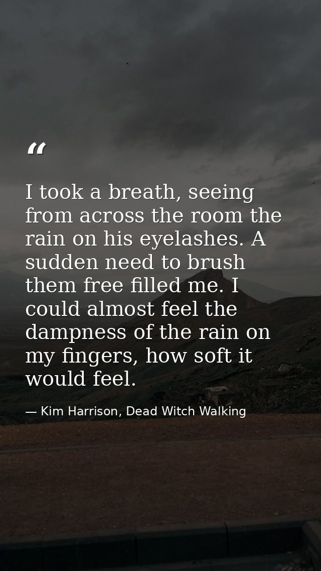 I took a breath, seeing from across the room the rain on his eyelashes. A sudden need to brush them free filled me. I co — Kim Harrison, Dead Witch Walking