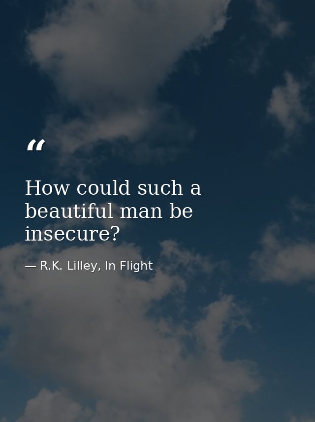 How could such a beautiful man be insecure? — R.K. Lilley, In Flight