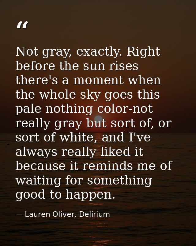 Not gray, exactly. Right before the sun rises there's a moment when the whole sky goes this pale nothing color-not reall — Lauren Oliver, Delirium