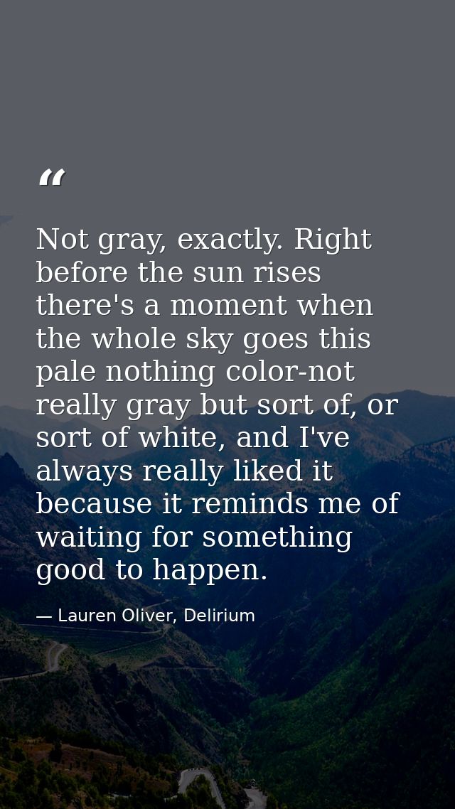 Not gray, exactly. Right before the sun rises there's a moment when the whole sky goes this pale nothing color-not reall — Lauren Oliver, Delirium