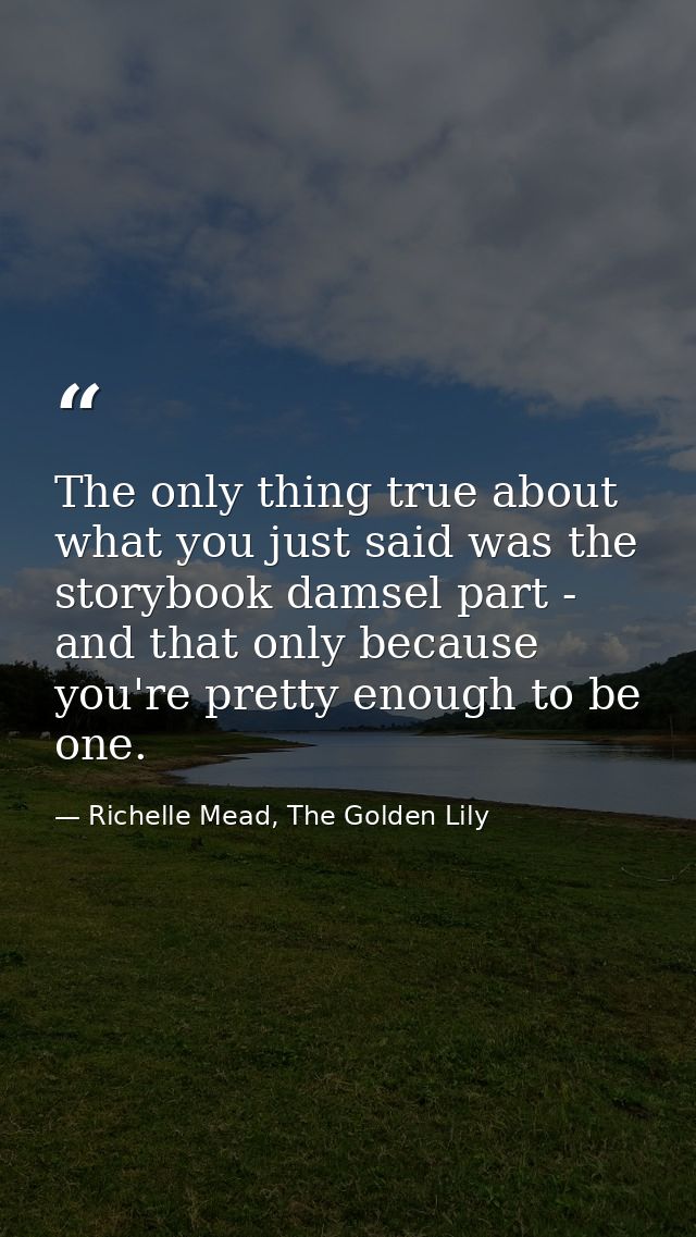 The only thing true about what you just said was the storybook damsel part - and that only because you're pretty enough  — Richelle Mead, The Golden Lily