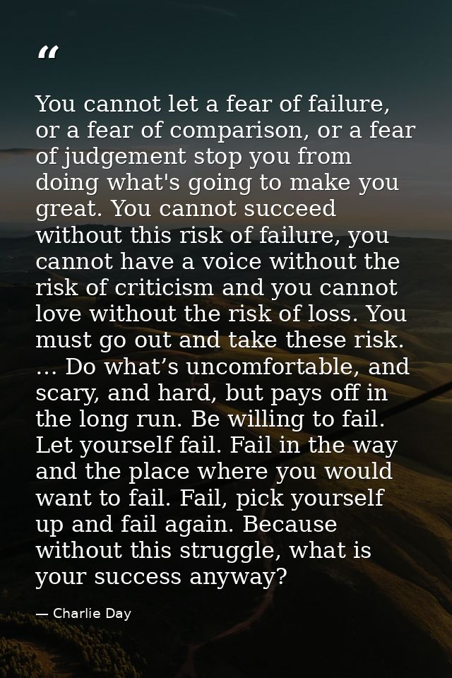 You cannot let a fear of failure, or a fear of comparison, or a fear of judgement stop you from doing what's going to ma — Charlie Day