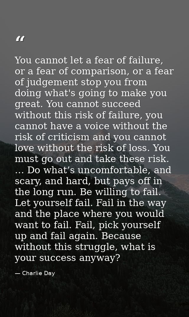 You cannot let a fear of failure, or a fear of comparison, or a fear of judgement stop you from doing what's going to ma — Charlie Day