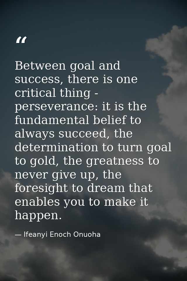 Between goal and success, there is one critical thing - perseverance: it is the fundamental belief to always succeed, th — Ifeanyi Enoch Onuoha