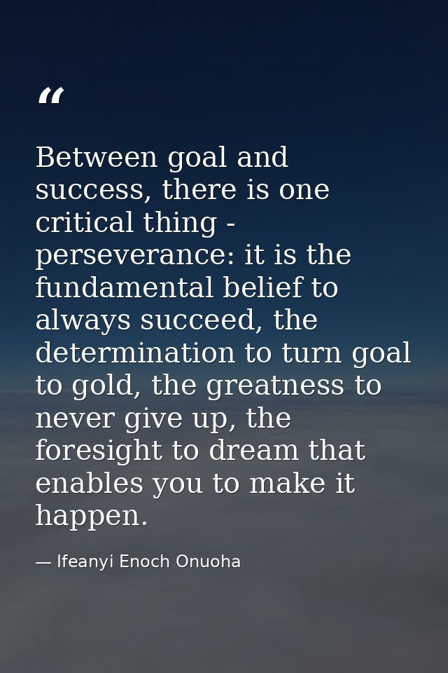 Between goal and success, there is one critical thing - perseverance: it is the fundamental belief to always succeed, th — Ifeanyi Enoch Onuoha