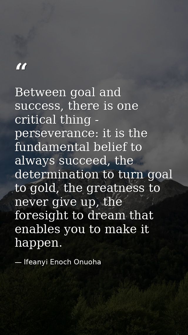 Between goal and success, there is one critical thing - perseverance: it is the fundamental belief to always succeed, th — Ifeanyi Enoch Onuoha