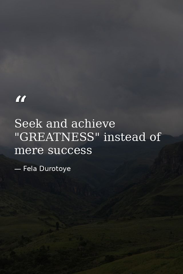 Seek and achieve "GREATNESS" instead of mere success — Fela Durotoye
