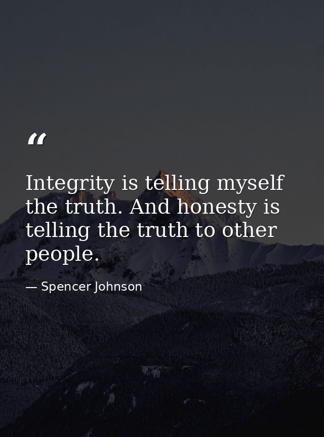 Integrity is telling myself the truth. And honesty is telling the truth to other people. — Spencer Johnson