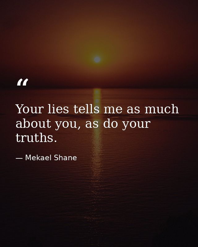 Your lies tells me as much about you, as do your truths. — Mekael Shane