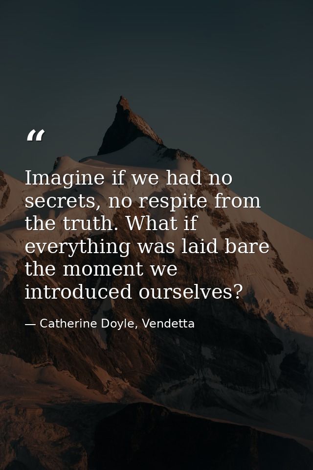 Imagine if we had no secrets, no respite from the truth. What if everything was laid bare the moment we introduced ourse — Catherine Doyle, Vendetta