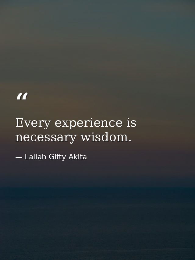 Every experience is necessary wisdom. — Lailah Gifty Akita
