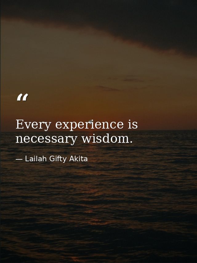 Every experience is necessary wisdom. — Lailah Gifty Akita
