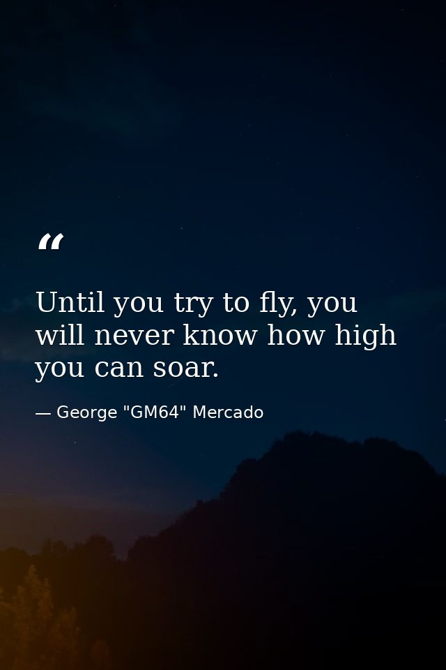 Until you try to fly, you will never know how high you can soar. — George "GM64" Mercado