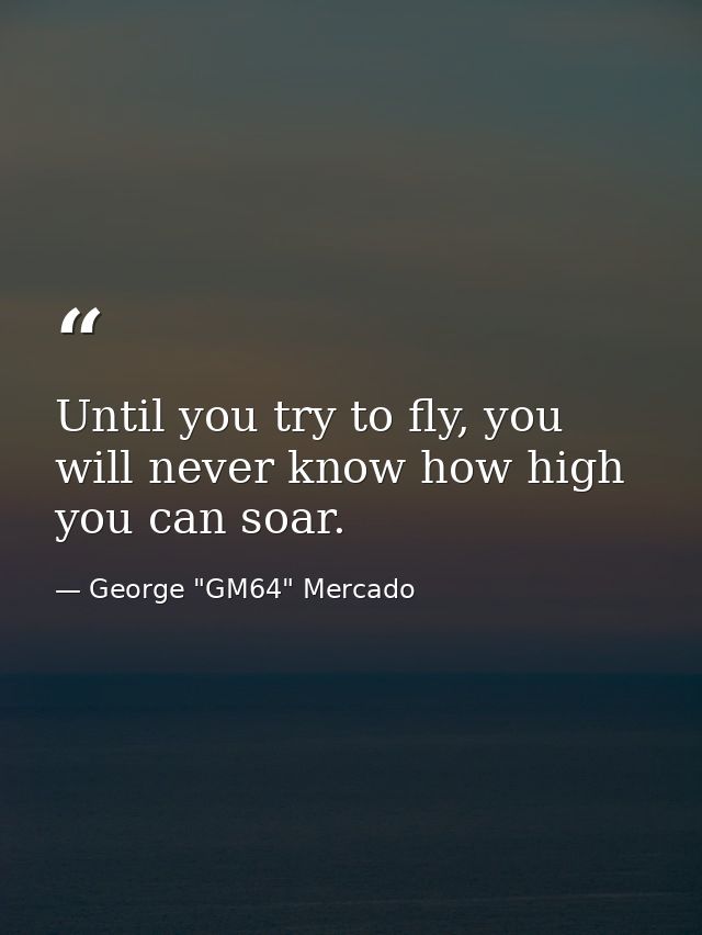 Until you try to fly, you will never know how high you can soar. — George "GM64" Mercado