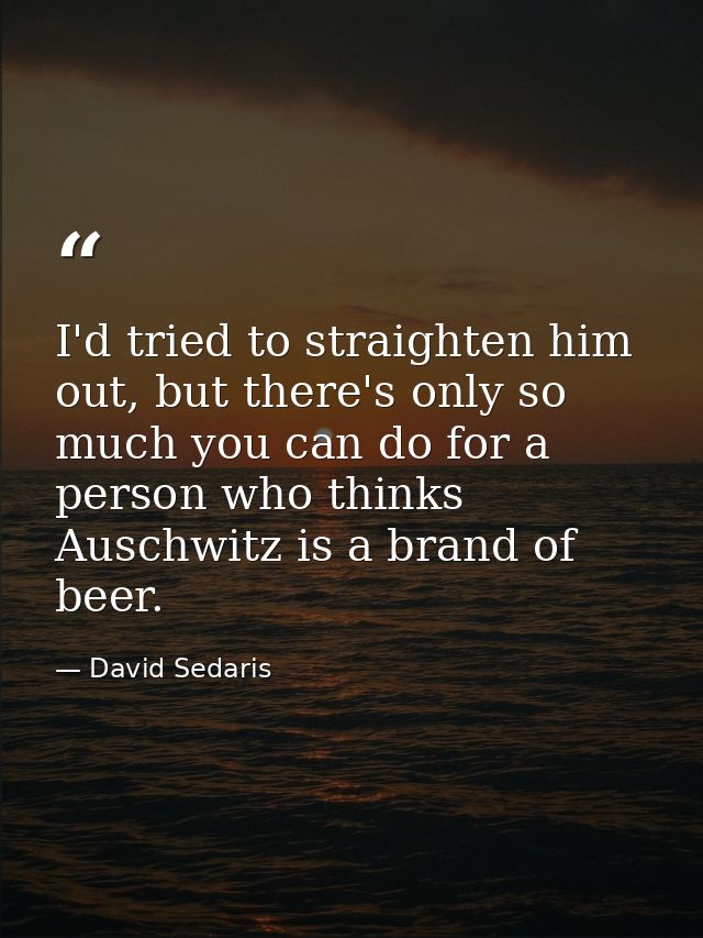 I'd tried to straighten him out, but there's only so much you can do for a person who thinks Auschwitz is a brand of bee — David Sedaris