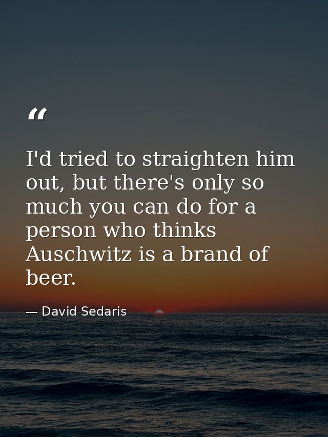I'd tried to straighten him out, but there's only so much you can do for a person who thinks Auschwitz is a brand of bee — David Sedaris
