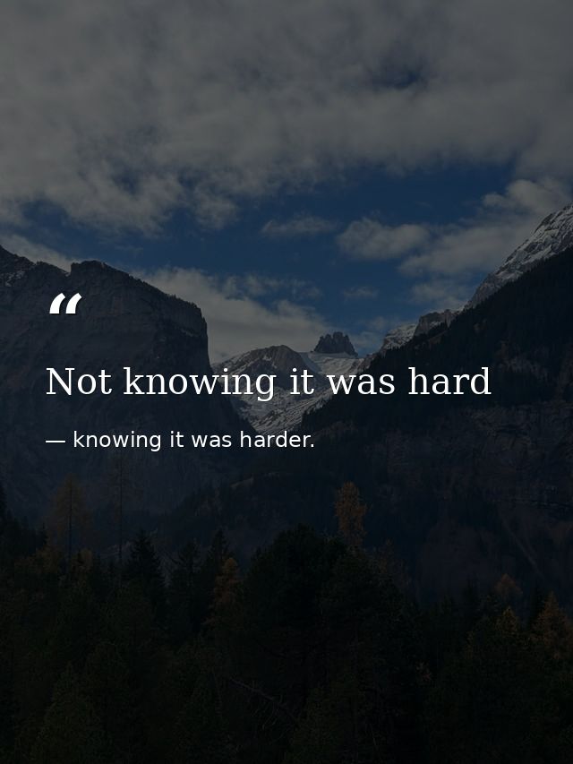 Not knowing it was hard — knowing it was harder.