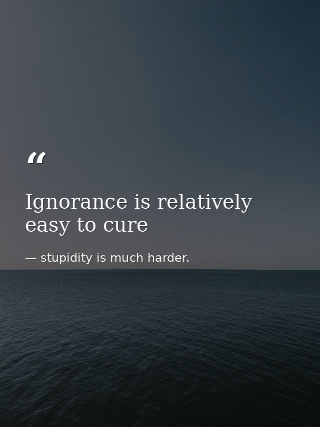 Ignorance is relatively easy to cure — stupidity is much harder.