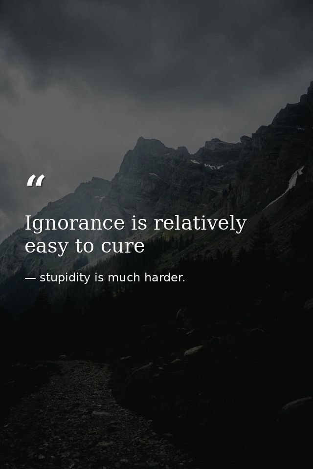 Ignorance is relatively easy to cure — stupidity is much harder.
