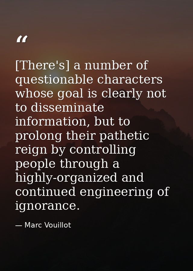 [There's] a number of questionable characters whose goal is clearly not to disseminate information, but to prolong their — Marc Vouillot