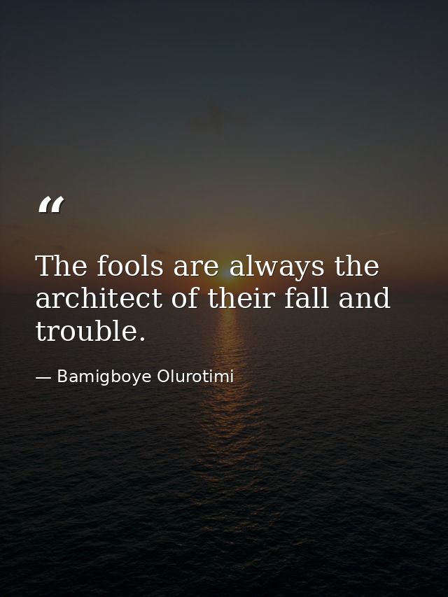 The fools are always the architect of their fall and trouble. — Bamigboye Olurotimi