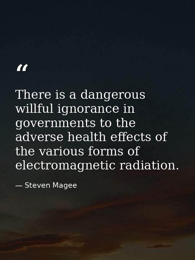 There is a dangerous willful ignorance in governments to the adverse health effects of the various forms of electromagne — Steven Magee