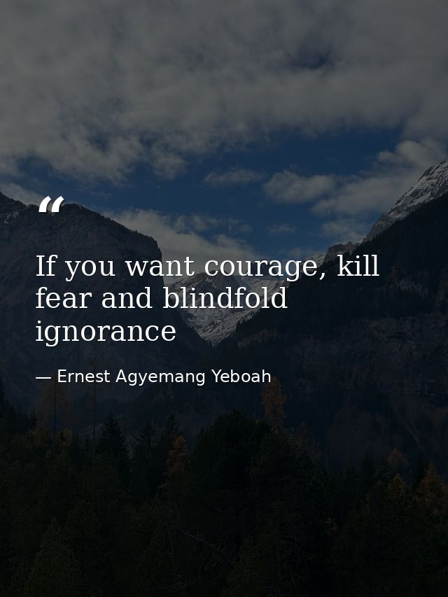 If you want courage, kill fear and blindfold ignorance — Ernest Agyemang Yeboah