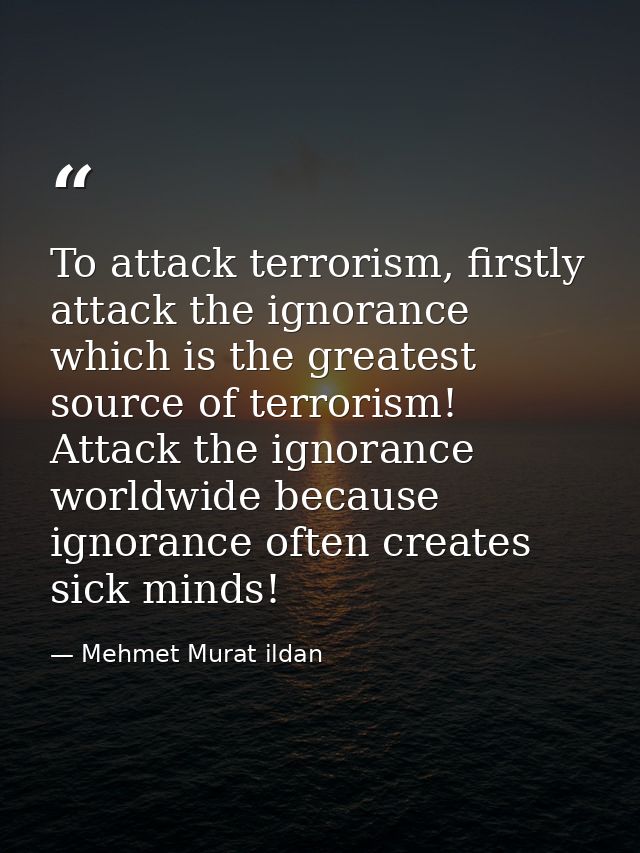 To attack terrorism, firstly attack the ignorance which is the greatest source of terrorism! Attack the ignorance worldw — Mehmet Murat ildan
