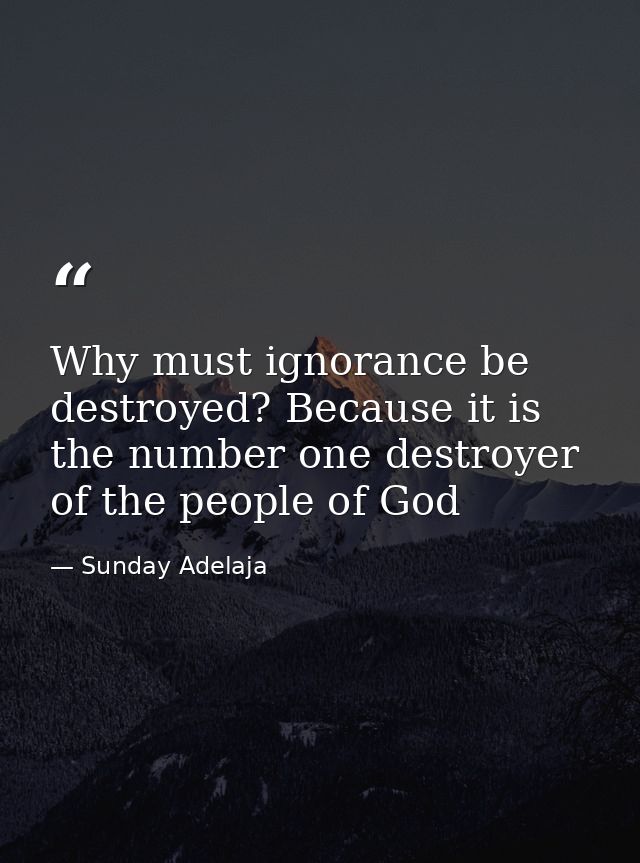 Why must ignorance be destroyed? Because it is the number one destroyer of the people of God — Sunday Adelaja