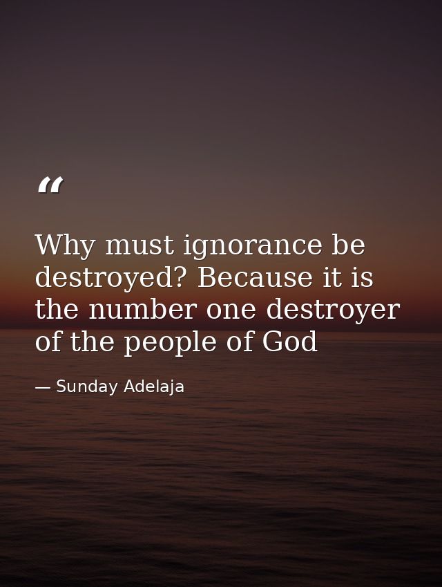Why must ignorance be destroyed? Because it is the number one destroyer of the people of God — Sunday Adelaja