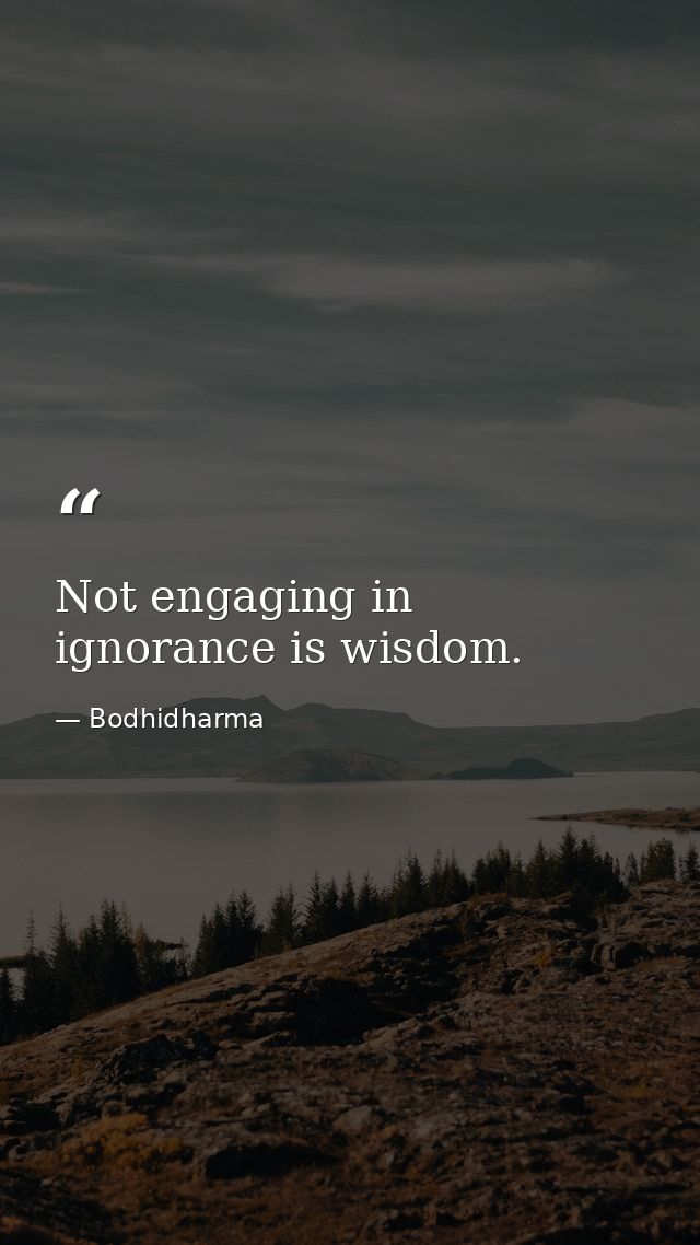 Not engaging in ignorance is wisdom. — Bodhidharma
